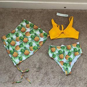 Lidressfo 3- Piece Pineapple Biquini Set